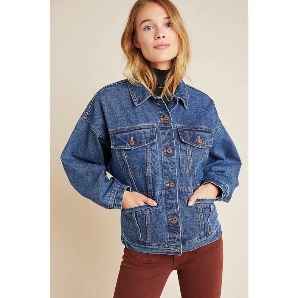 Anthropologie Pilcro Denim Utility Blue Denim Jeans Jacket Size S NWT